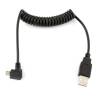 Right Angle Micro USB 2 B Male to USB Male Spring Coiled Cable Black 80cm (OEM) (BULK)